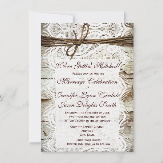 Erleben Sie die Rustikal Land Hochzeitseinladungen Einladung (Vorderseite)
