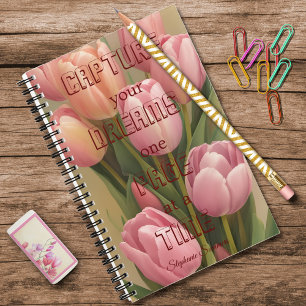 Erleben Sie Ihre Träume Inspirationsrosa Tulip Adu Notizblock