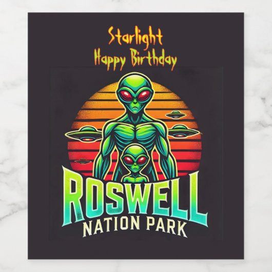Erleben Sie Roswell's Cosmic Adventure Park! Weinetikett (Einzelnes Label)