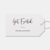 Erleben Sie Spannung | Minimalistische Typografie Geschenkanhänger (Vorderseite (Horizontal))