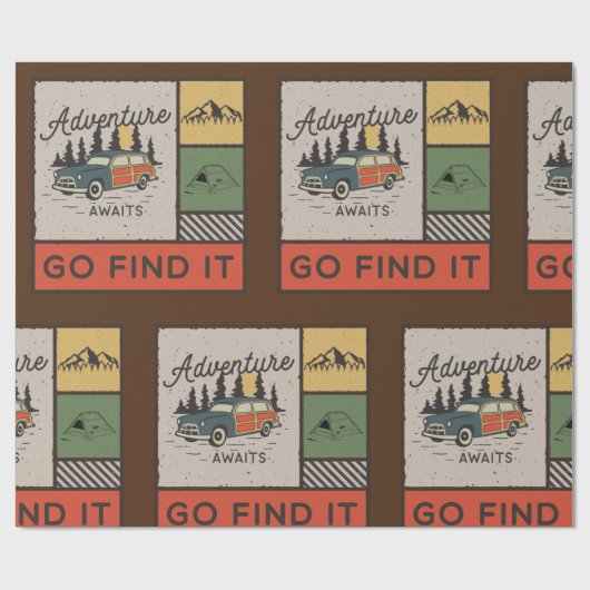 Erlebnis auf Reisen: Go It Retro Camping Reisen Geschenkpapier (Flach)