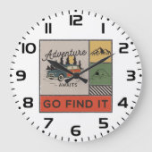 Erlebnis auf Reisen: Go It Retro Camping Reisen Große Wanduhr (Vorderseite)
