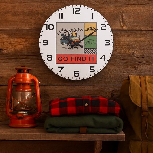 Erlebnis auf Reisen: Go It Retro Camping Reisen Große Wanduhr