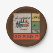 Erlebnis auf Reisen: Go It Retro Camping Reisen Pappteller (Vorderseite)