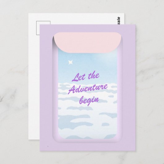 Erlebnis beginnt blaues Himmelsfenster Flugzeug Postkarte (Vorne/Hinten)