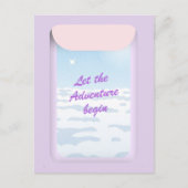 Erlebnis beginnt blaues Himmelsfenster Flugzeug Postkarte (Vorderseite)