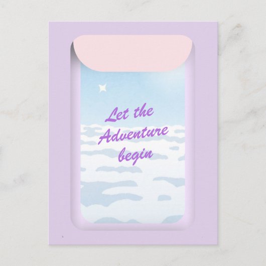 Erlebnis beginnt blaues Himmelsfenster Flugzeug Postkarte (Vorderseite)