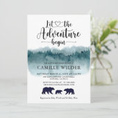 Erlebnis beginnt Wasserfarbengebirge Bärenfamilie Einladung (Stehend Vorderseite)