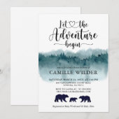 Erlebnis beginnt Wasserfarbengebirge Bärenfamilie Einladung (Vorne/Hinten)