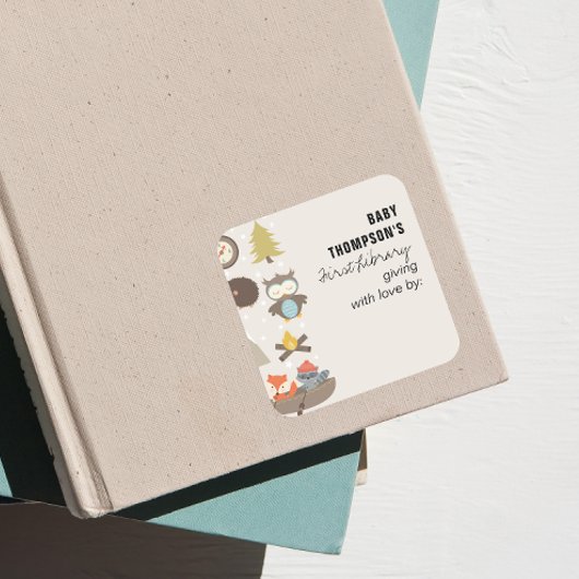 Erlebnis des Buchzeichens der ersten Bibliothek vo Quadratischer Aufkleber