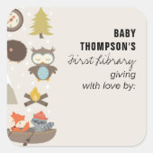 Erlebnis des Buchzeichens der ersten Bibliothek vo Quadratischer Aufkleber (Vorderseite)