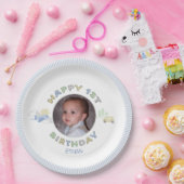 Erlebnis erwartet 1. Geburtstag Foto Personalisier Pappteller (Party)