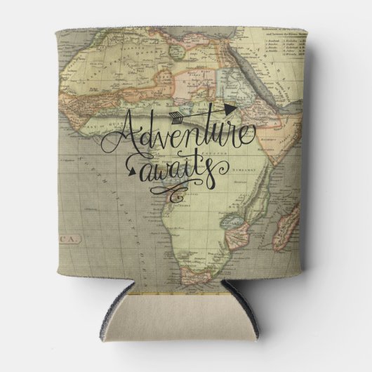 Erlebnis erwartet Alte Weltkarte Dosenkühler (Vorderseite)