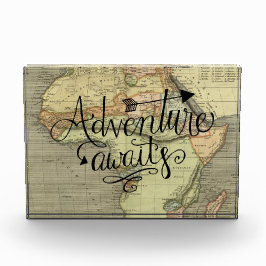 Erlebnis erwartet Alte Weltkarte Fotoblock