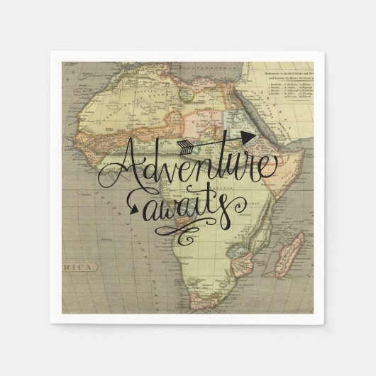 Erlebnis erwartet Alte Weltkarte Serviette (Vorderseite)