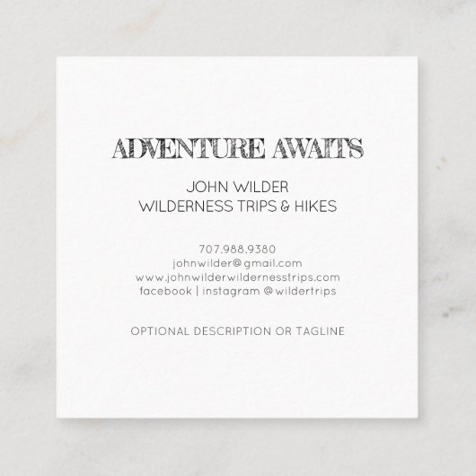 Erlebnis erwartet Ausflugsziele Outdoor Guide Quadratische Visitenkarte (Rückseite)
