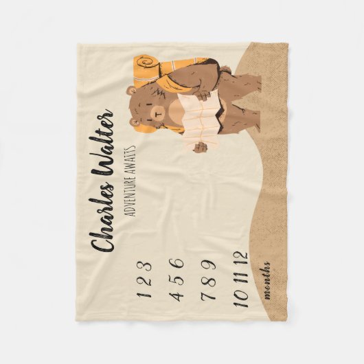 Erlebnis erwartet Baby Milestone Blanket Bär Fleecedecke (Vorderseite)