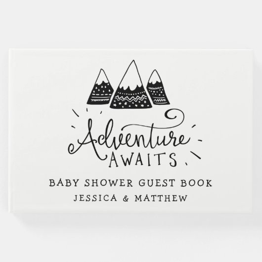 Erlebnis erwartet Baby Shower Einladungen Gästebuch (Vorderseite)