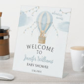 Erlebnis erwartet Bär Heißluftballon Babydusche Sockelschild (In Situ)