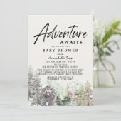 Erlebnis erwartet Bärenantrieb mit Babydusche Einladung (Stehend Vorderseite)