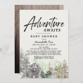 Erlebnis erwartet Bärenantrieb mit Babydusche Einladung (Vorne/Hinten)