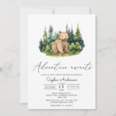 Erlebnis erwartet Bear Forest Modern Baby Shower Einladung (Vorderseite)