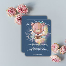 Erlebnis erwartet Bear Hot Air Ballon Babydusche Dankeskarte