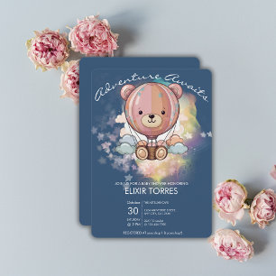Erlebnis erwartet Bear Hot Air Ballon Babydusche Einladung