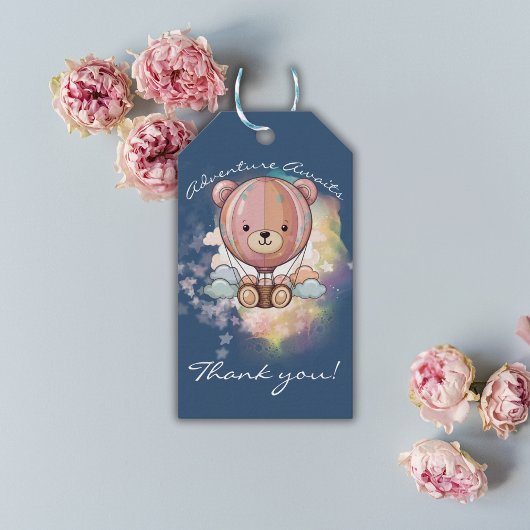 Erlebnis erwartet Bear Hot Air Ballon Babydusche Geschenkanhänger