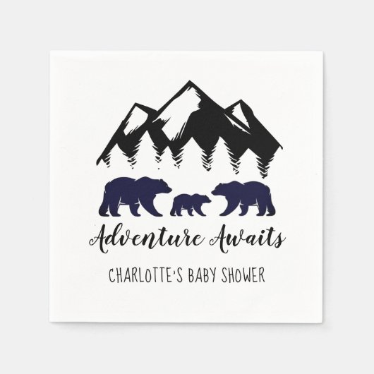 Erlebnis erwartet Bears Baby Dusche Napkins Serviette (Vorderseite)