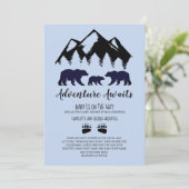 Erlebnis erwartet Bears Blue Baby Dusche per Mail Einladung (Stehend Vorderseite)
