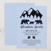 Erlebnis erwartet Bears Blue Baby Dusche per Mail Einladung (Vorne/Hinten)