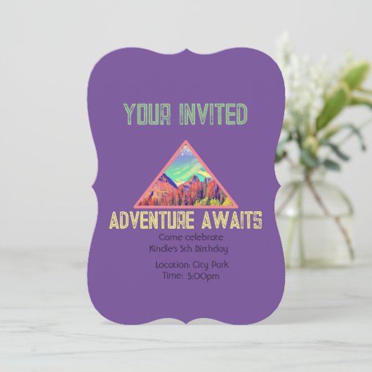 Erlebnis erwartet Berge Einladungen zum Geburtstag (Stehend Vorderseite)