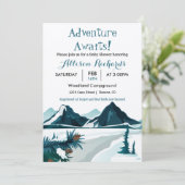 Erlebnis erwartet Berge Reise Baby    Dusche Einladung (Stehend Vorderseite)