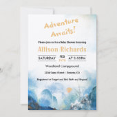 Erlebnis erwartet Bergwelt Babydusche Einladung (Vorderseite)