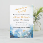 Erlebnis erwartet Bergwelt Babydusche Einladung (Stehend Vorderseite)