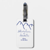 Erlebnis erwartet blaues Gebirgsherz Name Gepäckanhänger (Rückseite vertikal)
