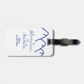 Erlebnis erwartet blaues Gebirgsherz Name Gepäckanhänger (Rückseite horizontal)