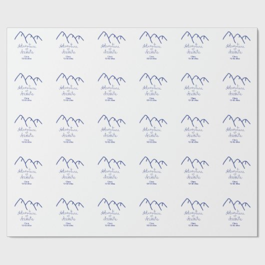 Erlebnis erwartet blaues Gebirgsherz Name Geschenkpapier (Flach)