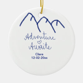 Erlebnis erwartet blaues Gebirgsherz Name Keramik Ornament