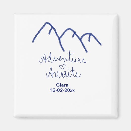 Erlebnis erwartet blaues Gebirgsherz Name Magnet (Vorne)