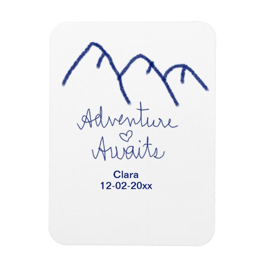Erlebnis erwartet blaues Gebirgsherz Name Magnet (Vertikal)