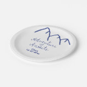 Erlebnis erwartet blaues Gebirgsherz Name Pappteller (Schrägansicht)