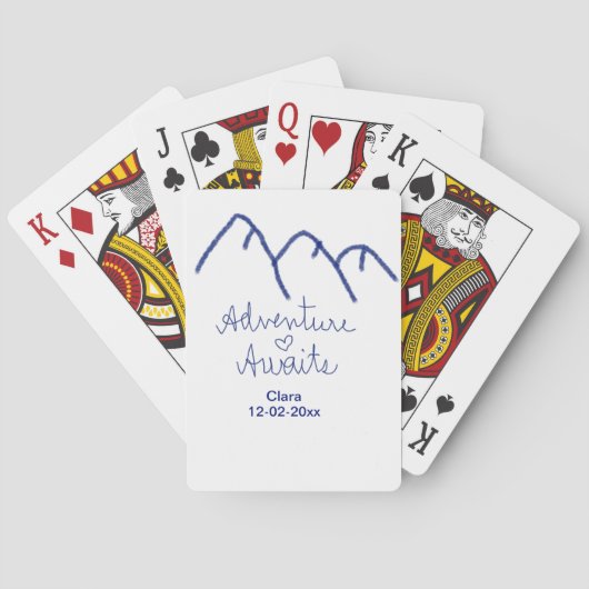 Erlebnis erwartet blaues Gebirgsherz Name Spielkarten (Rückseite)