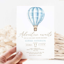 Erlebnis erwartet Blue Hot Air Ballon Baby Dusche Einladung