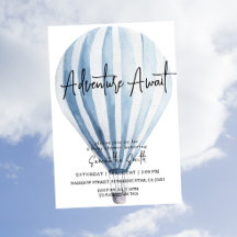 Erlebnis erwartet Blue Hot Air Ballon Baby Dusche
