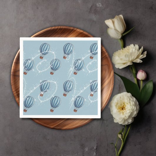 Erlebnis erwartet Blue Hot Air Ballon Baby Dusche Serviette