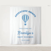 Erlebnis erwartet Blue White Baby Dusche Hintergru Wandteppich (Vorderseite)