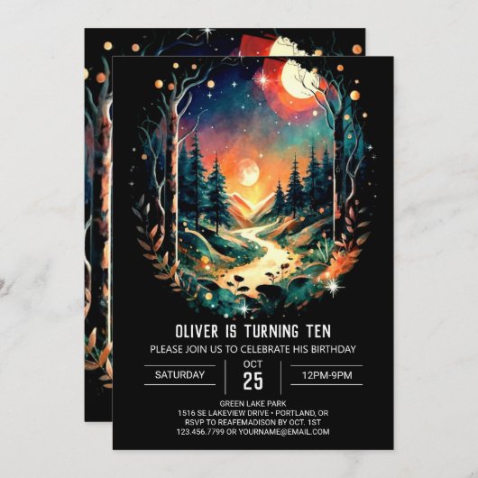 Erlebnis erwartet Bohemischer Geburtstag Einladung (Vorne/Hinten)