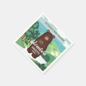 Erlebnis erwartet Braun Bären Landschaft Babydusch Serviette (Ecke)